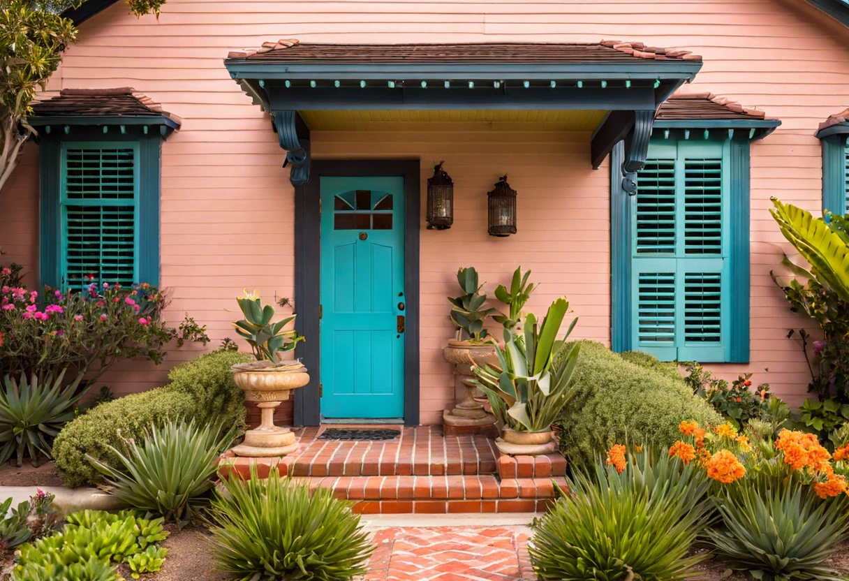 Beautiful entrance of an older LA home showcasing historical construction materials and design elements.